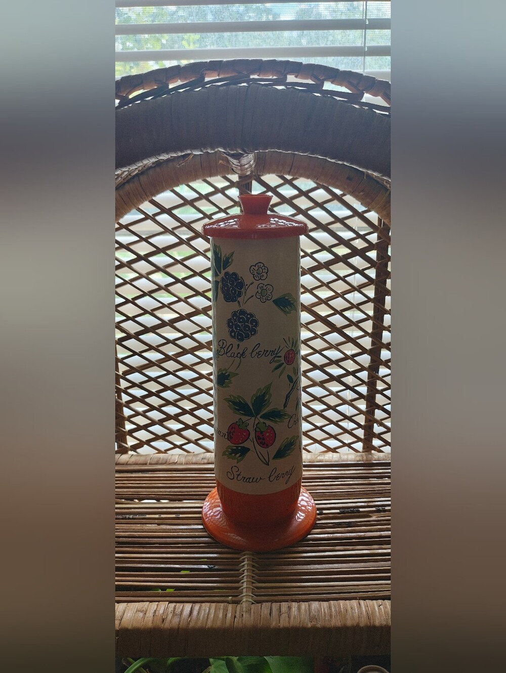 Vintage Lego Japan Plastic Straw Holder | 1970s Harvest Berry